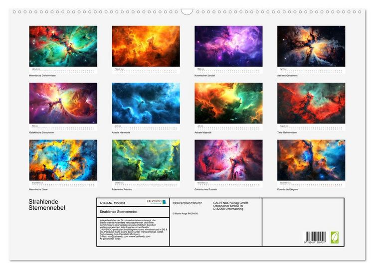 Produktbild: Strahlende Sternennebel (Wandkalender 2026 DIN A2 quer), CALVENDO Monatskalender