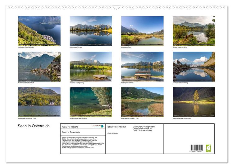 Produktbild: Seen in &Ouml;sterreich (Wandkalender 2026 DIN A2 quer), CALVENDO Monatskalender