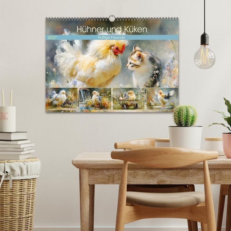 Produktbild: H&uuml;hner und K&uuml;ken. Fluffige Freunde (Wandkalender 2027 DIN A3 quer), CALVENDO Monatskalender