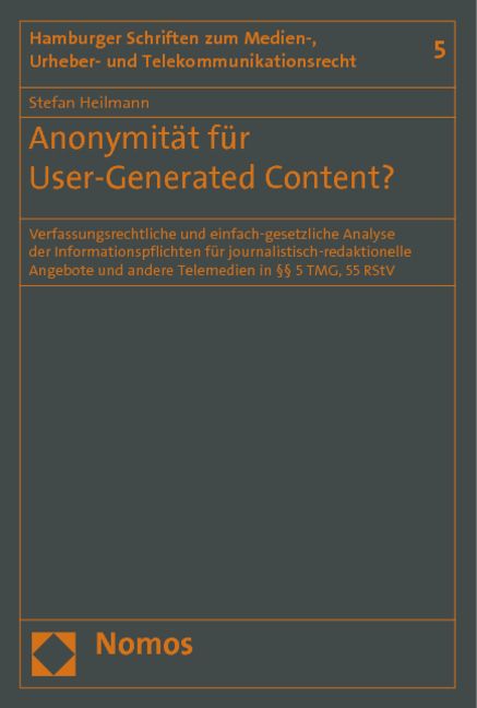 Produktbild: Anonymit&auml;t f&uuml;r User-Generated Content?