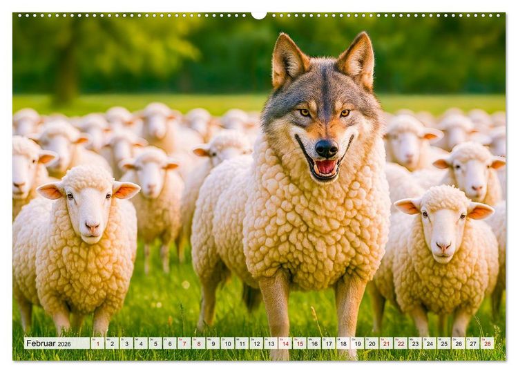 Produktbild: Tierische Redewendungen - Ein Kalender voller Spr&uuml;che und Sprachbilder (hochwertiger Premium Wandkalender 2026 DIN A2 quer), Kunstdruck in Hochglanz