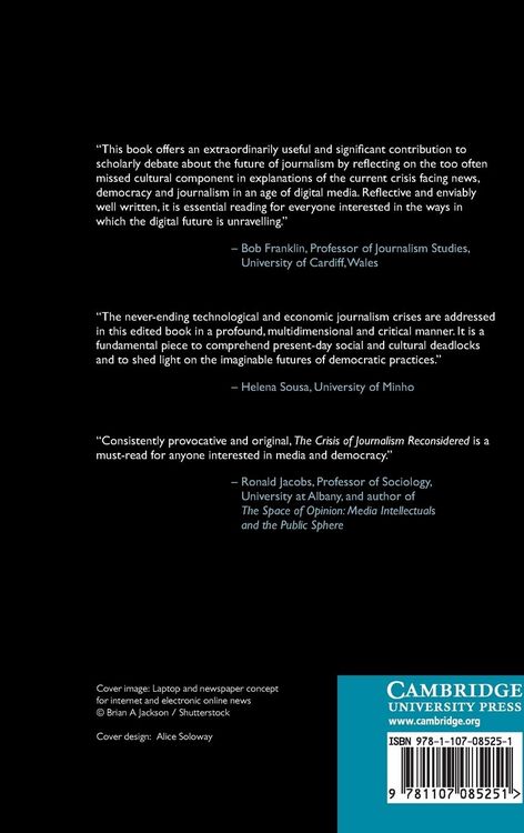 Produktbild: The Crisis of Journalism Reconsidered