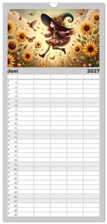 Produktbild: Familienplaner 2027 - Luna, die kleine Zauberhexe mit 5 Spalten (Wandkalender, 21 x 45 cm) CALVENDO