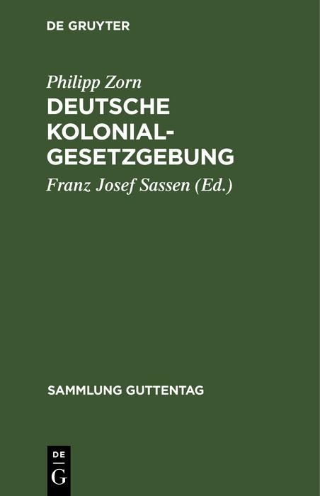 Produktbild: Deutsche Kolonialgesetzgebung