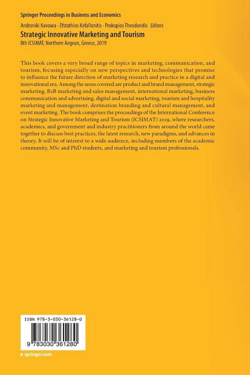 Produktbild: Strategic Innovative Marketing and Tourism