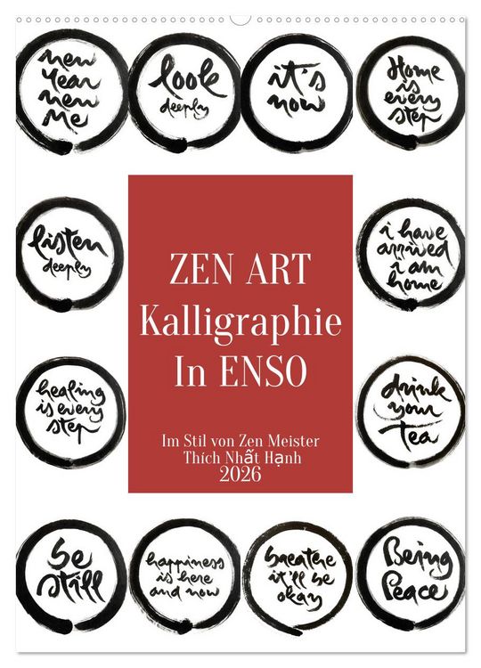 Produktbild: Zen Art Kalligraphie inspiriert von Zen-Meister Th&iacute;ch Nhất Hạnh (Wandkalender 2026 DIN A2 hoch), CALVENDO Monatskalender