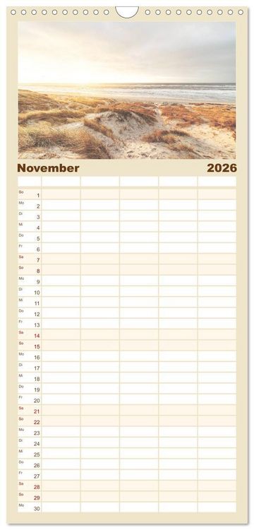 Produktbild: Familienplaner 2026 - Jutland - D&auml;nemarks Nordseek&uuml;ste mit 5 Spalten (Wandkalender, 21 x 45 cm) CALVENDO