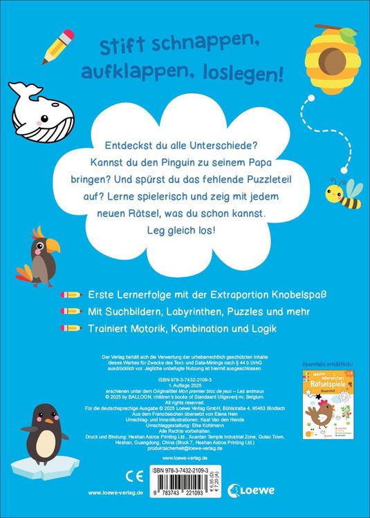 Produktbild: Meine allerersten R&auml;tselspiele - Tiere