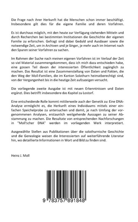 Produktbild: Herkunft und Geschichte der Moll-Familien im Kanton Solothurn