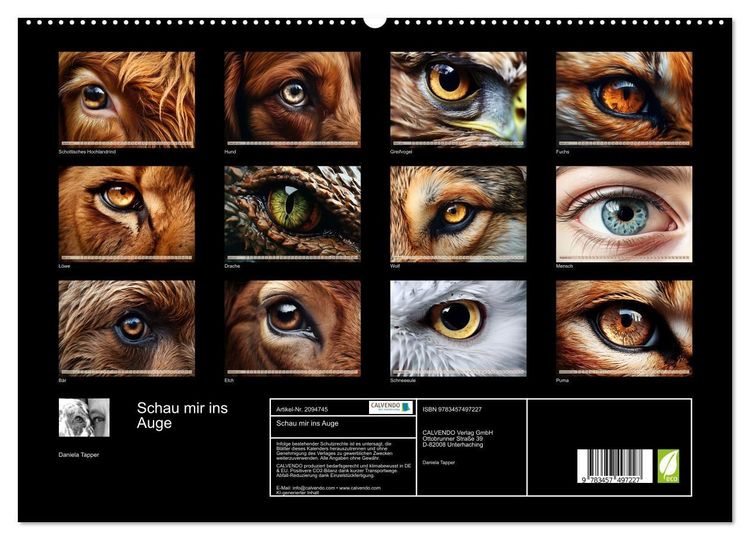 Produktbild: Schau mir ins Auge (hochwertiger Premium Wandkalender 2026 DIN A2 quer), Kunstdruck in Hochglanz