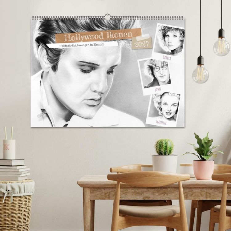 Produktbild: Hollywood Ikonen in Bleistift (Wandkalender 2027 DIN A2 quer), CALVENDO Monatskalender