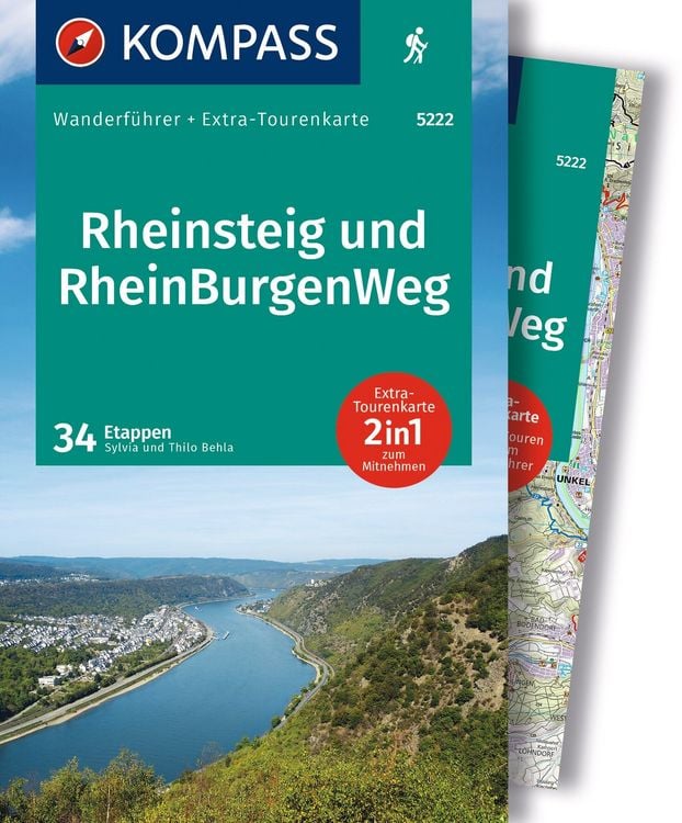 Produktbild: KOMPASS Wanderf&uuml;hrer Rheinsteig RheinBurgenWeg, 34 Etappen mit Extra-Tourenkarte