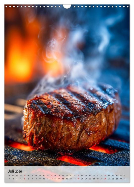 Produktbild: Saftiges Fleisch - Steaks f&uuml;r Genie&szlig;er und Fleischliebhaber (Wandkalender 2026 DIN A3 hoch), CALVENDO Monatskalender