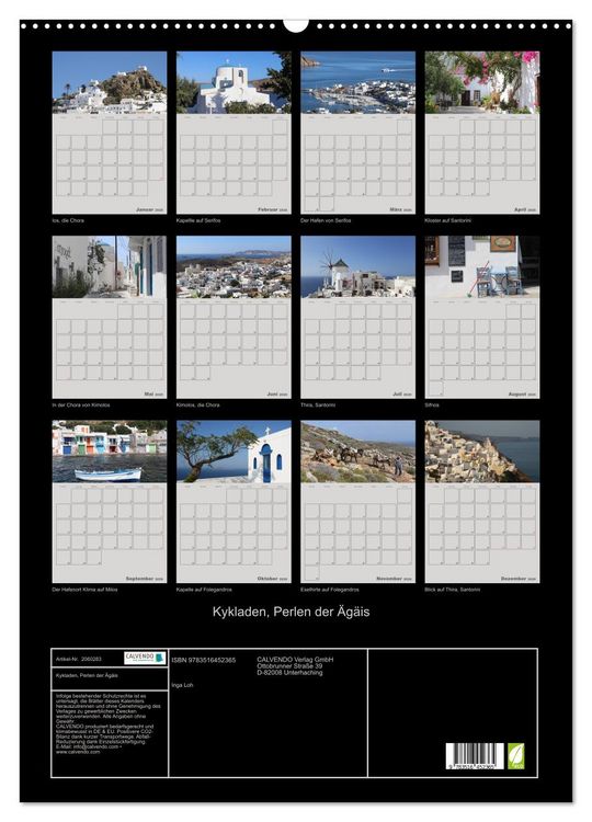 Produktbild: Kykladen, Perlen der &Auml;g&auml;is (Wandkalender 2026 DIN A2 hoch), CALVENDO Monatskalender