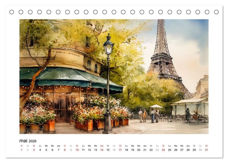 Produktbild: Paris, ville d'amour (Calendrier de bureau 2026 DIN A5 vertical), CALVENDO calendrier mensuel