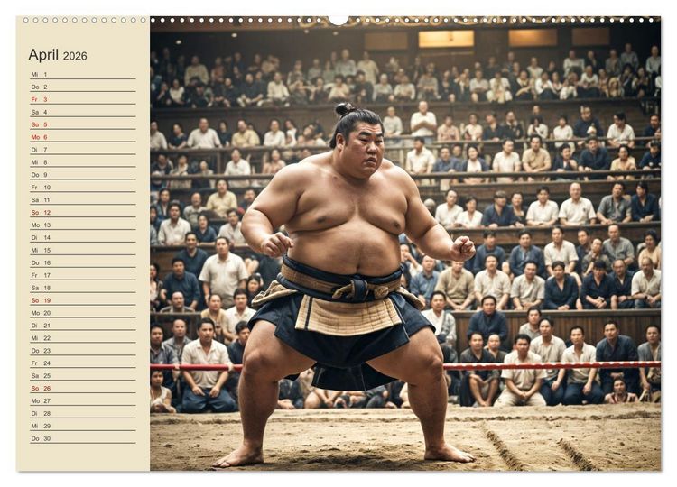 Produktbild: KI Sumo-K&auml;mpfer Im Ring der Giganten (Wandkalender 2026 DIN A2 quer), CALVENDO Monatskalender