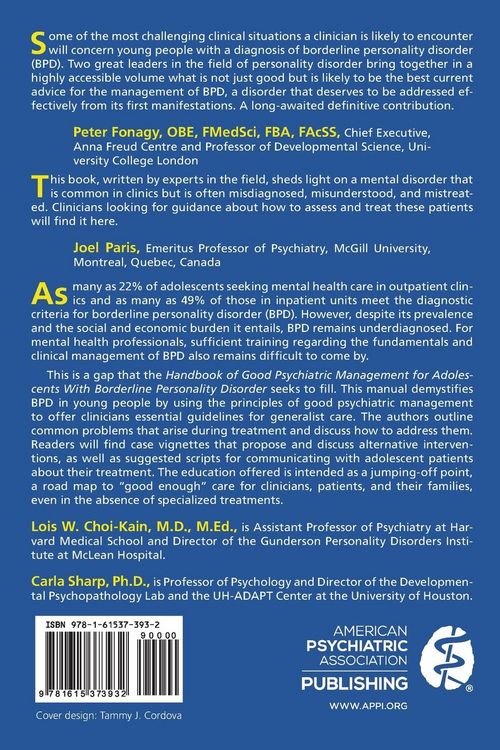 Produktbild: Handbook of Good Psychiatric Management for Adolescents With Borderline Personality Disorder