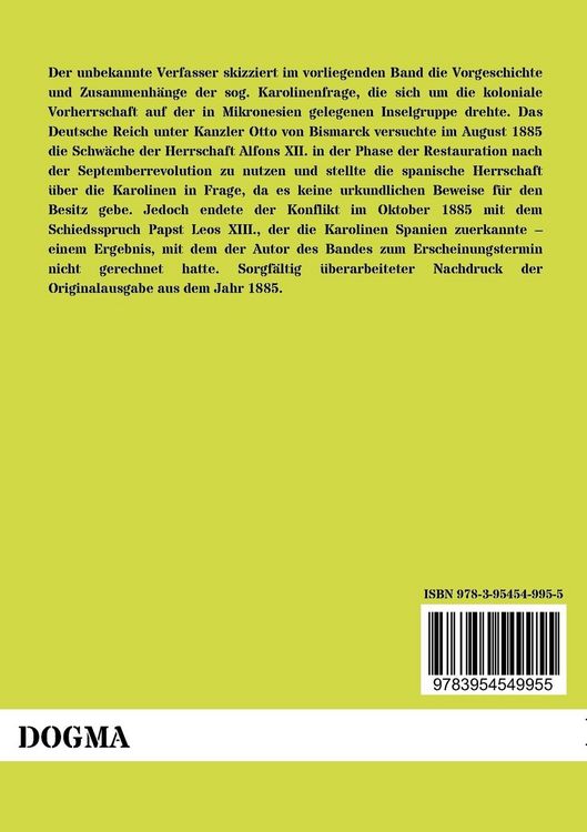 Produktbild: Der spanisch-deutsche Konflikt um die Karolinen und die Revolution in Spanien