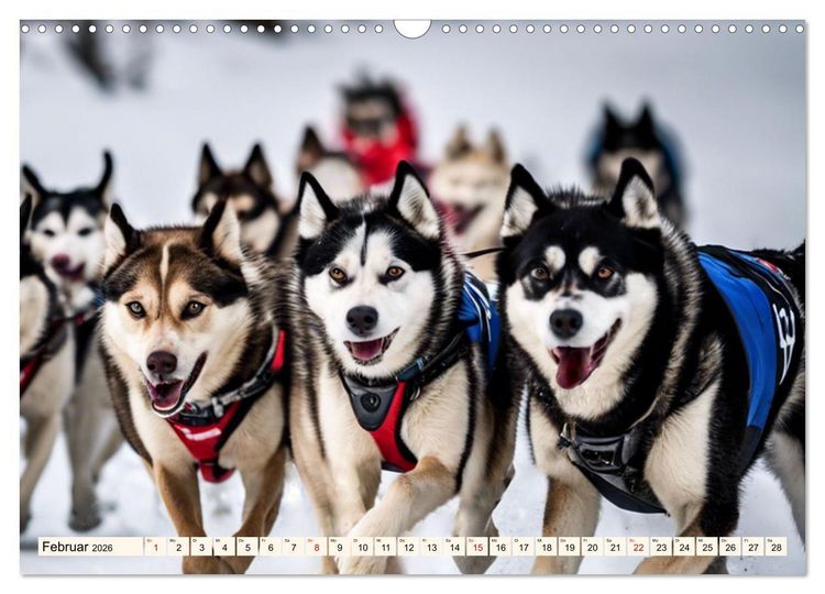 Produktbild: Siberian Huskies - die Extremsportler (Wandkalender 2026 DIN A3 quer), CALVENDO Monatskalender