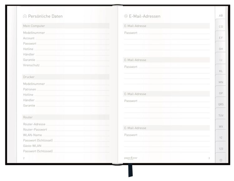 Produktbild: Passwort-Organizer A6+