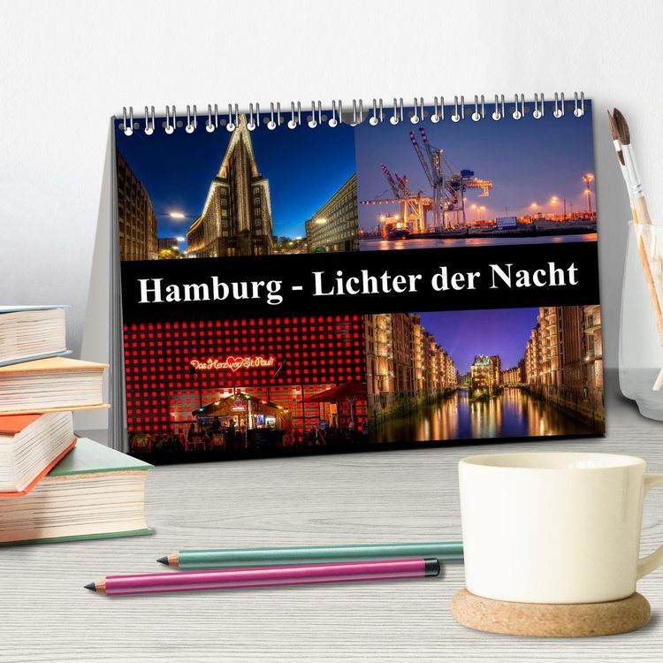 Produktbild: Hamburg - Lichter der Nacht (Tischkalender 2026 DIN A5 quer), CALVENDO Monatskalender