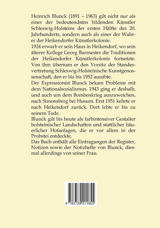 Produktbild: Heinrich Blunck Werkverzeichnis