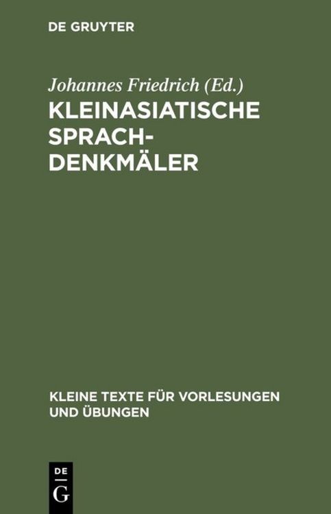 Produktbild: Kleinasiatische Sprachdenkm&auml;ler