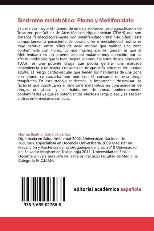 Produktbild: S&iacute;ndrome metab&oacute;lico: Plomo y Metilfenidato