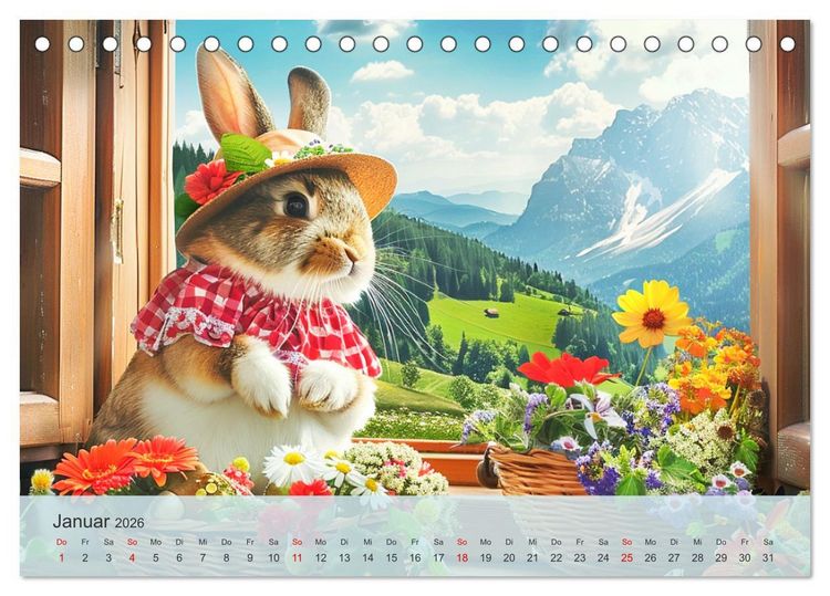 Produktbild: Fenstergucker auf der Alm. Lustige Tiere im Sommer auf dem Bergbauernhof (Tischkalender 2026 DIN A5 quer), CALVENDO Monatskalender