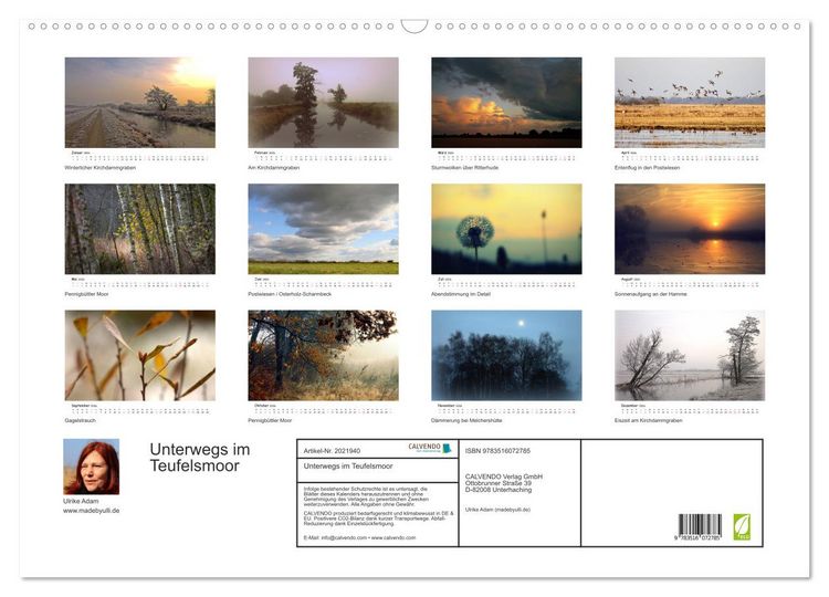 Produktbild: Unterwegs im Teufelsmoor (Wandkalender 2026 DIN A2 quer), CALVENDO Monatskalender