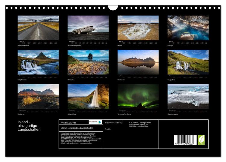 Produktbild: Island - einzigartige Landschaften (Wandkalender 2026 DIN A3 quer), CALVENDO Monatskalender