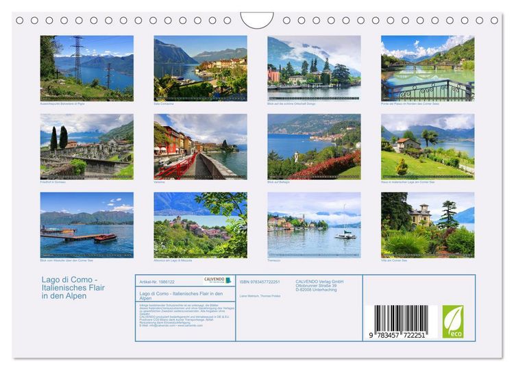 Produktbild: Lago di Como - Italienisches Flair in den Alpen (Wandkalender 2026 DIN A4 quer), CALVENDO Monatskalender