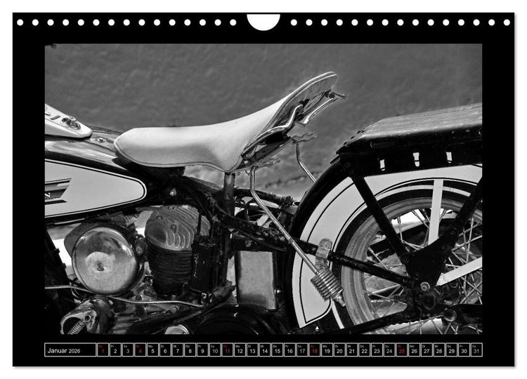 Produktbild: Harley Davidson WLA 750 in Schwarzweiss (Wandkalender 2026 DIN A4 quer), CALVENDO Monatskalender