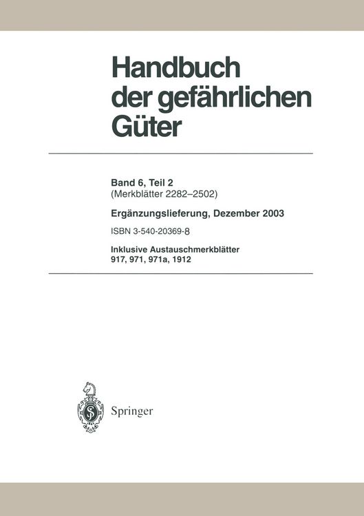 Produktbild: Handbuch der gef&auml;hrlichen G&uuml;ter