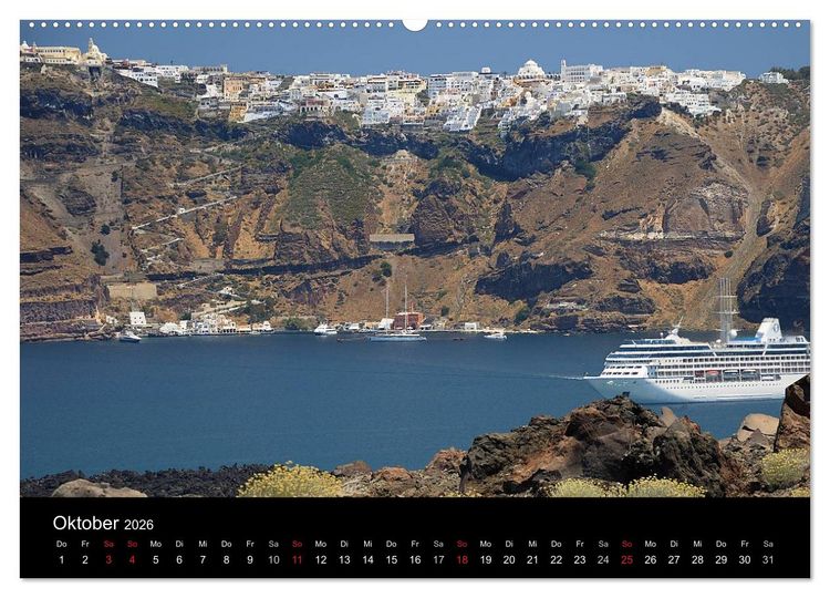Produktbild: Santorini &ndash; Leben auf dem Vulkan (hochwertiger Premium Wandkalender 2026 DIN A2 quer), Kunstdruck in Hochglanz