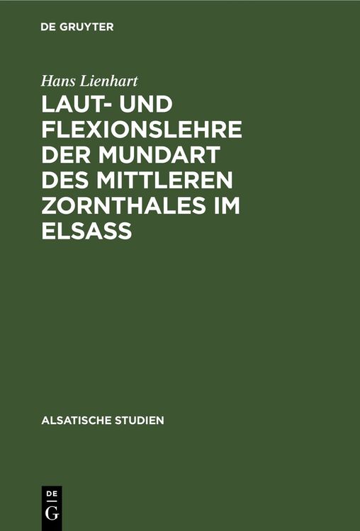 Produktbild: Laut- und Flexionslehre der Mundart des mittleren Zornthales im Elsass