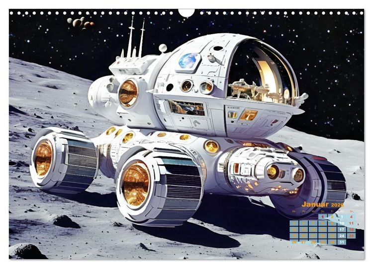Produktbild: Im Weltall unterwegs - Verr&uuml;ckte Fahrzeuge im Universum (Wandkalender 2026 DIN A3 quer), CALVENDO Monatskalender