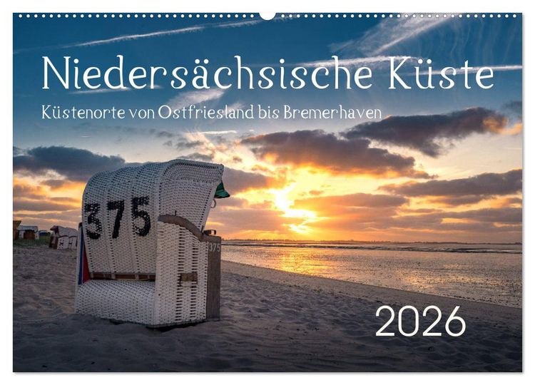 Produktbild: Nieders&auml;chsische K&uuml;ste - K&uuml;stenorte von Ostfriesland bis Bremerhaven (Wandkalender 2026 DIN A2 quer), CALVENDO Monatskalender