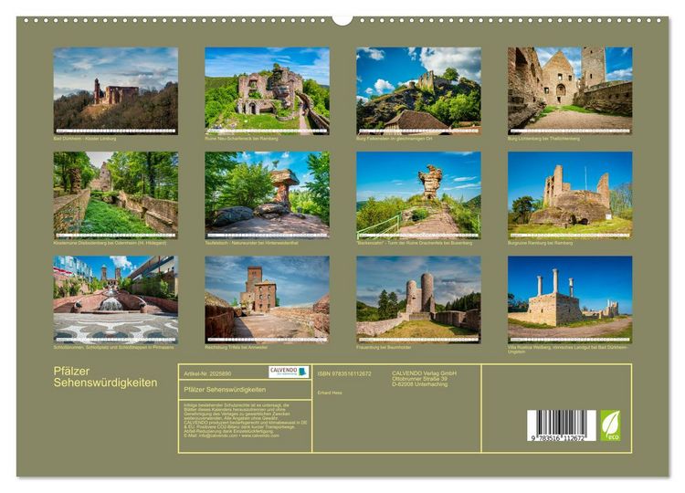 Produktbild: Pf&auml;lzer Sehensw&uuml;rdigkeiten (hochwertiger Premium Wandkalender 2026 DIN A2 quer), Kunstdruck in Hochglanz