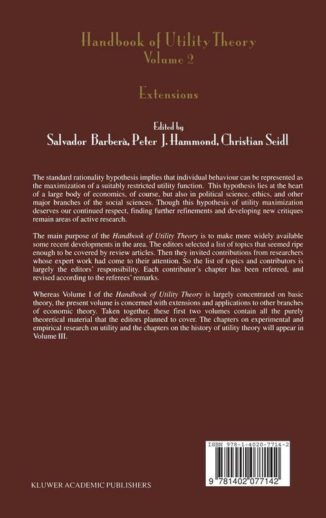 Produktbild: Handbook of Utility Theory