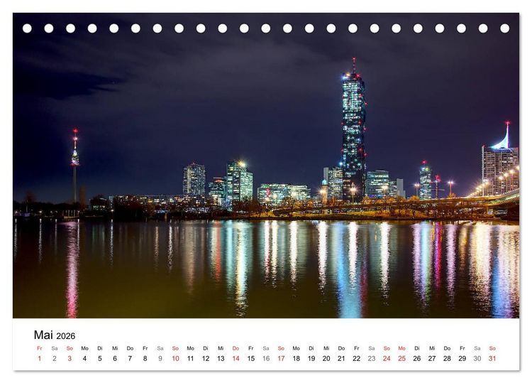 Produktbild: Wien nach Sonnenuntergang (Tischkalender 2026 DIN A5 quer), CALVENDO Monatskalender
