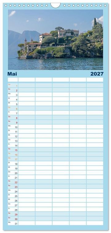 Produktbild: Familienplaner 2027 - Como und der Comer See mit 5 Spalten (Wandkalender, 21 x 45 cm) CALVENDO