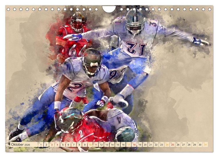 Produktbild: American Football - einfach cool (Wandkalender 2026 DIN A4 quer), CALVENDO Monatskalender