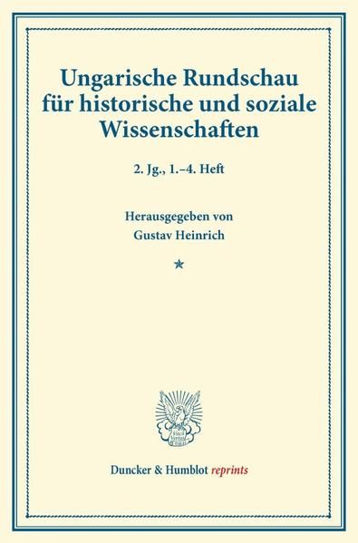 Produktbild: Ungarische Rundschau f&uuml;r historische und soziale Wissenschaften.