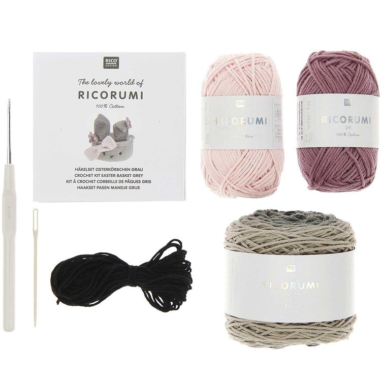 Produktbild: Ricorumi H&auml;kel-Set "Oster-K&ouml;rbchen grau"