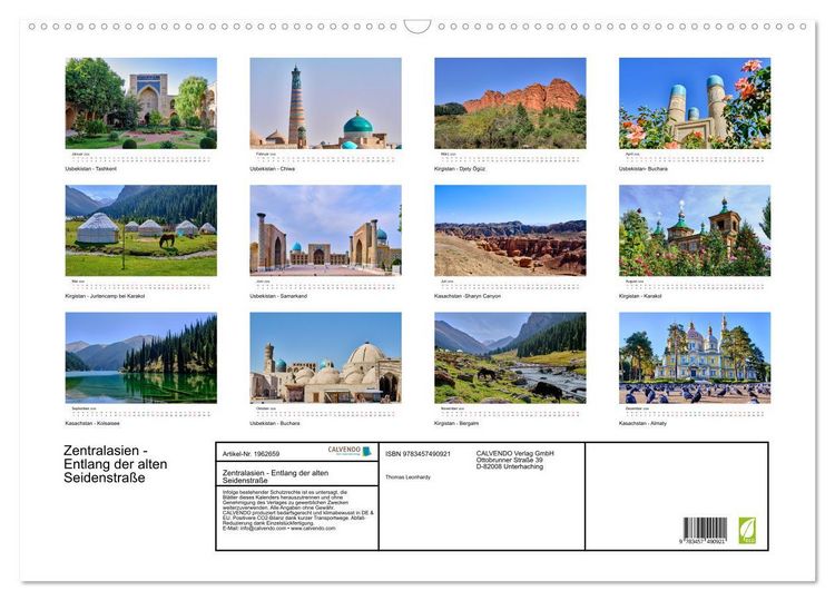 Produktbild: Zentralasien - Entlang der alten Seidenstra&szlig;e (Wandkalender 2026 DIN A2 quer), CALVENDO Monatskalender