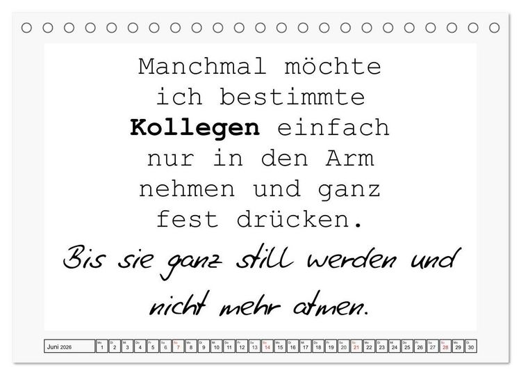 Produktbild: Typo-Kalender f&uuml;r das B&uuml;ro. Sarkasmus und fiese Spr&uuml;che (Tischkalender 2026 DIN A5 quer), CALVENDO Monatskalender