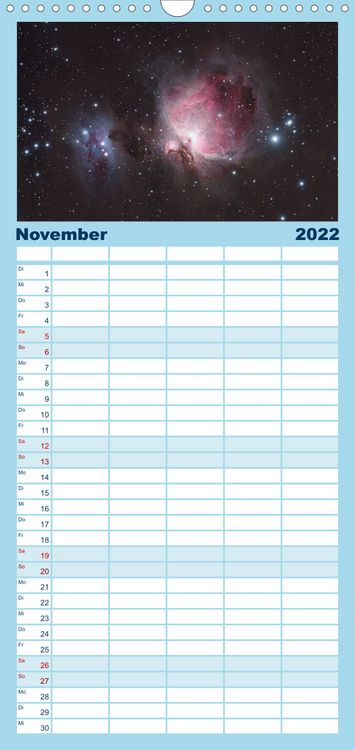 Produktbild: Familienplaner Atemberaubender Weltraum (Wandkalender 2022 , 21 cm x 45 cm, hoch)