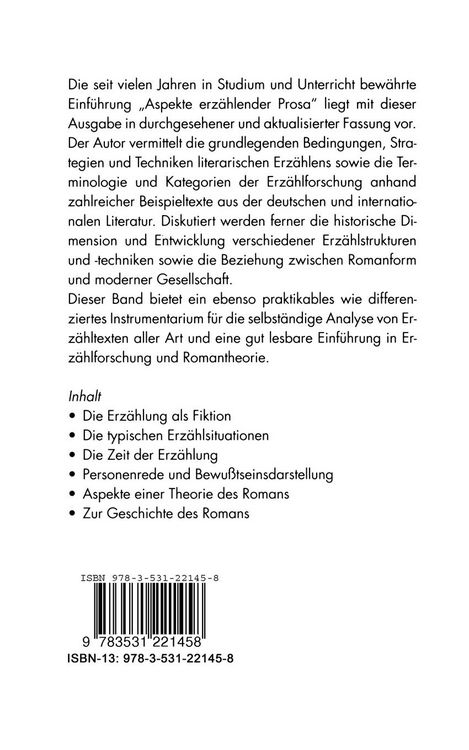 Produktbild: Aspekte erz&auml;hlender Prosa