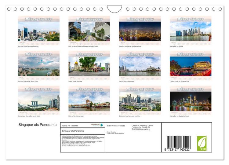 Produktbild: Singapur als Panorama (Wandkalender 2026 DIN A4 quer), CALVENDO Monatskalender
